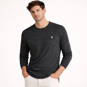Polo Ralph Lauren Heathered Black Long Sleeve Crewneck Tee Pony Logo Men’s Large